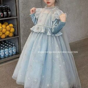 Sparkling Blue Princess Dress for Kids，Elsa costume